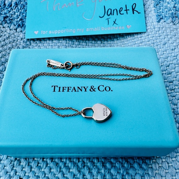 Tiffany RTT 18K Rose Gold Mini Heart Lock Pendant/Charm Necklace, 13.75" - Picture 2 of 4